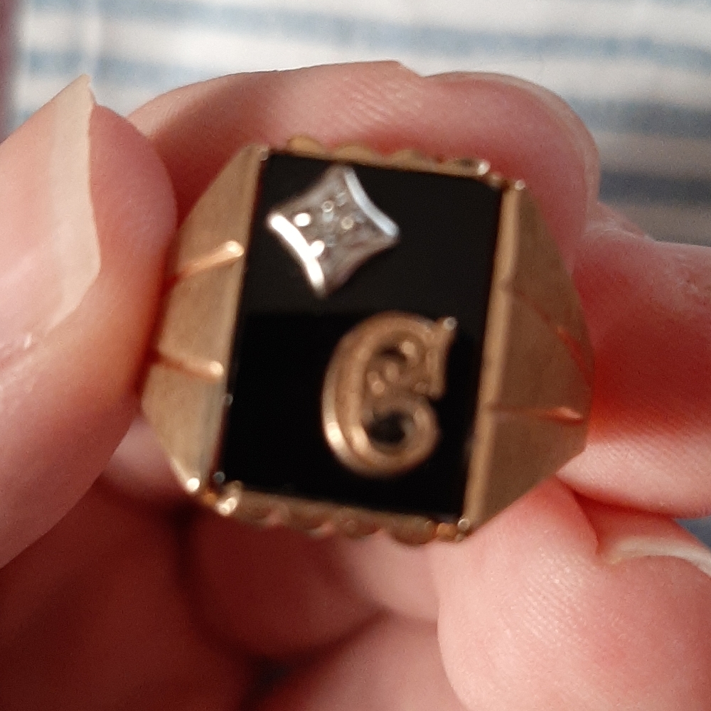 3 Mens Rings, topaz,gold